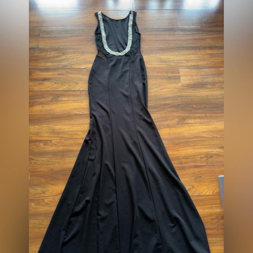 Windsor Black Sleeveless Maxi Gown with Sheer Side Panels - Picture 3 of 5
